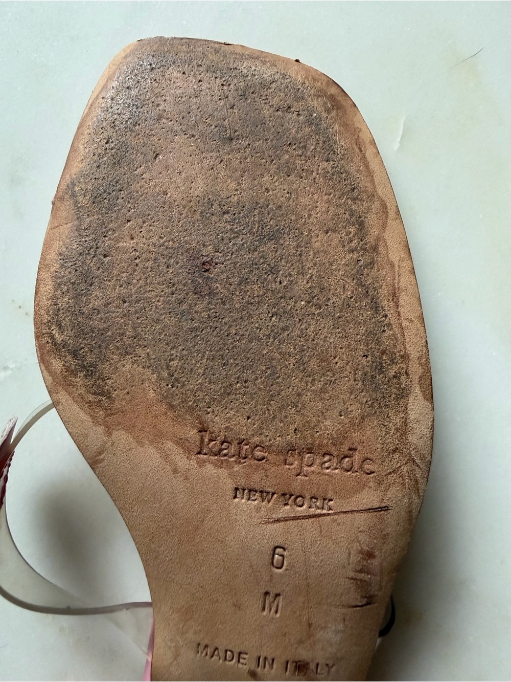 Kate Spade New York Pink Leather Polka Dot Wedge Thong Sandal Size 6 - Picture 6 of 11